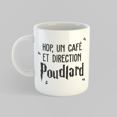 Image de mug "Hop, un café et direction Poudlard - Harry Potter" - MCL Sérigraphie