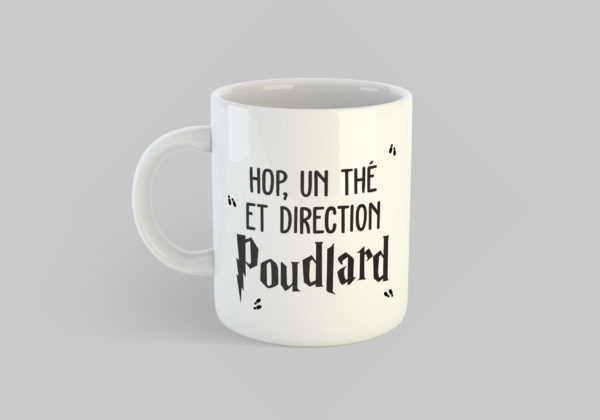 Image de mug "Hop, un thé et direction Poudlard - Harry Potter" - MCL Sérigraphie