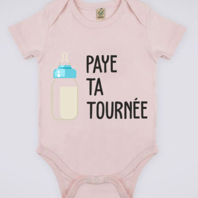 Image de body rose pour bébé "Paye ta tournée" - MCL Sérigraphie