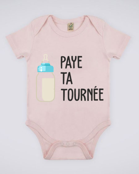 Image de body rose pour bébé "Paye ta tournée" - MCL Sérigraphie