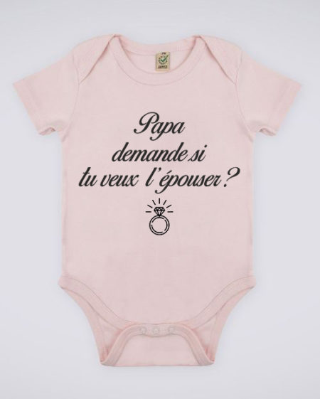 Image de body rose pour bébé "Papa demande si tu veux l'épouser ?" - MCL Sérigraphie