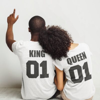 Image de t-shirts blanc couple "King/Queen" - MCL Sérigraphie