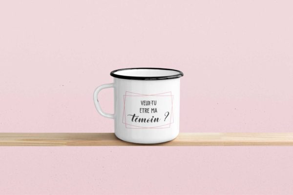 Image de mug émaille "Veux-tu être ma témoin ?" - MCL Sérigraphie