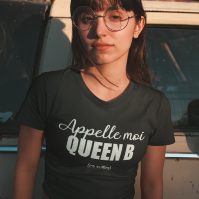 Image de t-shirt noir pour femme "Appelle-moi Queen B" - MCL Sérigraphie