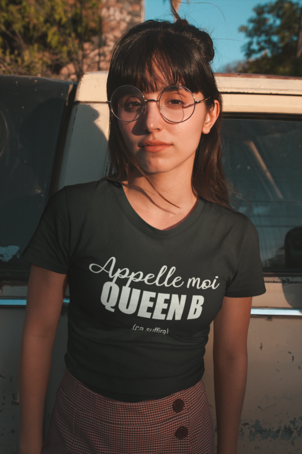 Image de t-shirt noir pour femme "Appelle-moi Queen B" - MCL Sérigraphie