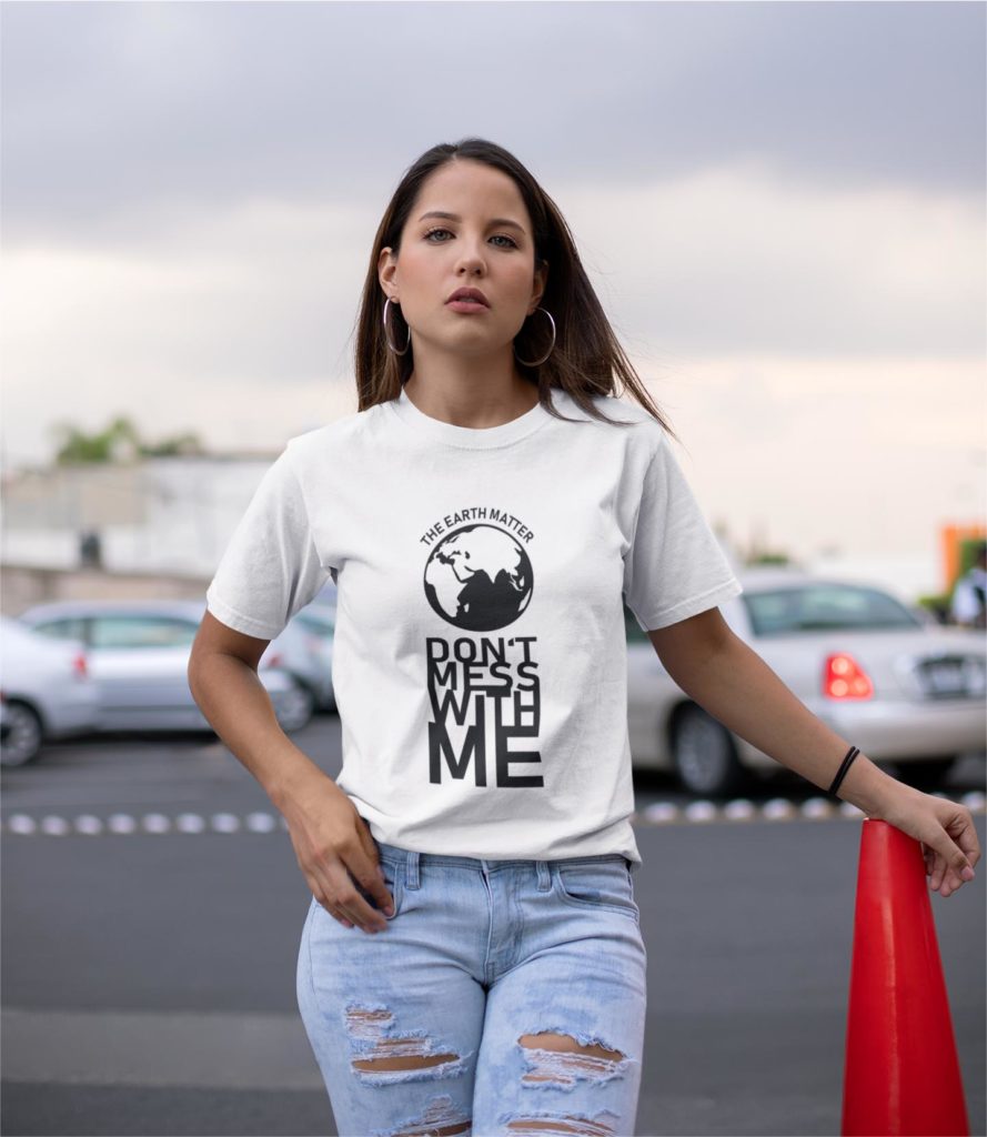 T-shirt BLANC - don't mess with the earth