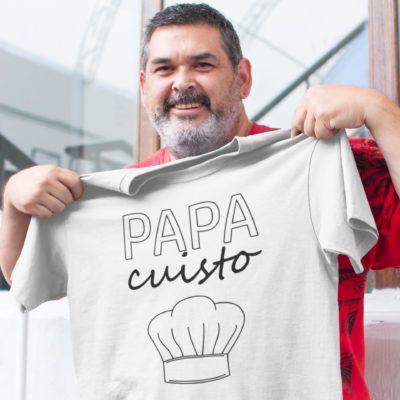 Image de t-shirt blanc pour homme "Papa cuisto" - MCL Sérigraphie