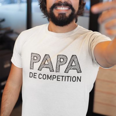 Image de t-shirt blanc pour homme "Papa de compétition" - MCL Sérigraphie