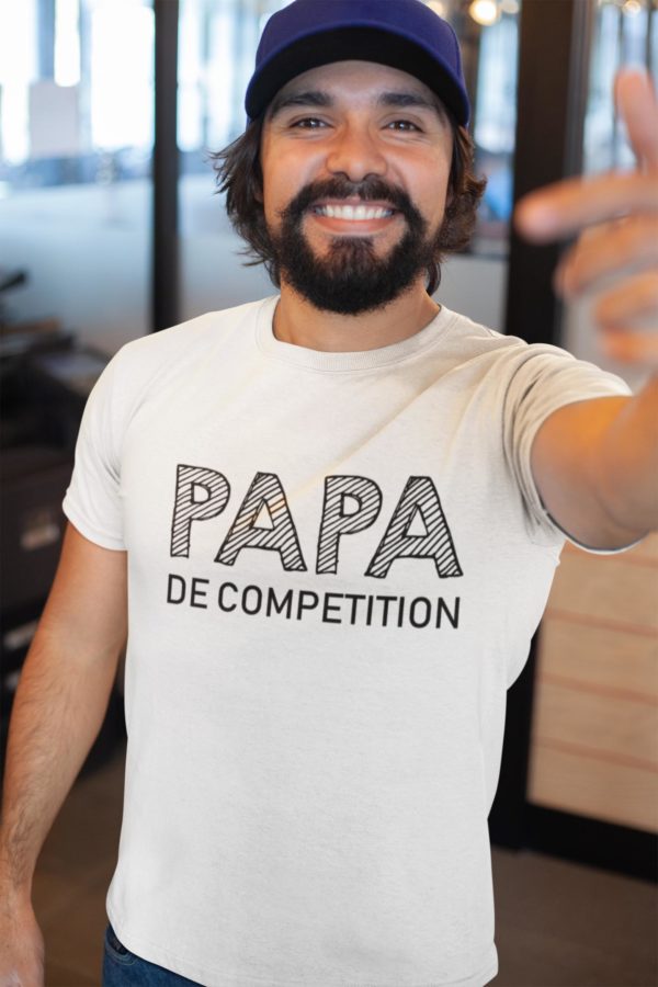 Image de t-shirt blanc pour homme "Papa de compétition" - MCL Sérigraphie