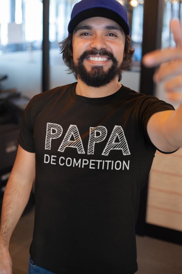 Image de t-shirt noir pour homme "Papa de compétition" - MCL Sérigraphie