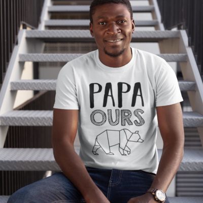 Image de t-shirt blanc pour homme "Papa ours" - MCL Sérigraphie