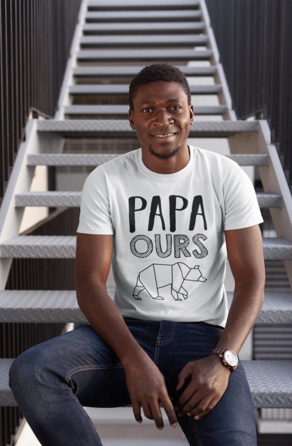 Image de t-shirt blanc pour homme "Papa ours" - MCL Sérigraphie