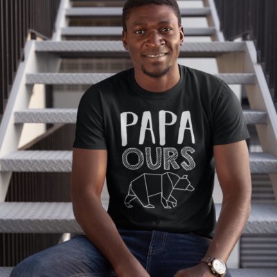 Image de t-shirt noir pour homme "Papa ours" - MCL Sérigraphie