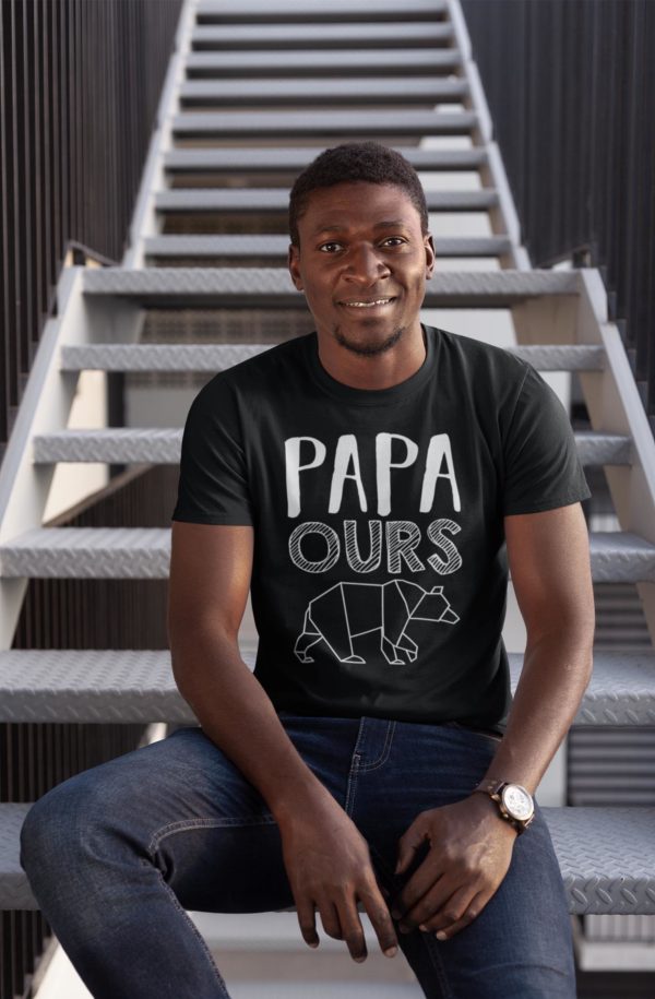 Image de t-shirt noir pour homme "Papa ours" - MCL Sérigraphie