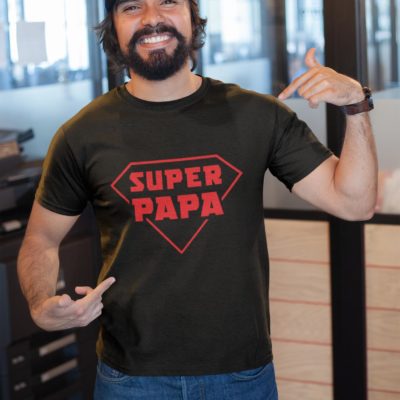 Image de t-shirt noir pour homme "Super papa" - MCL Sérigraphie