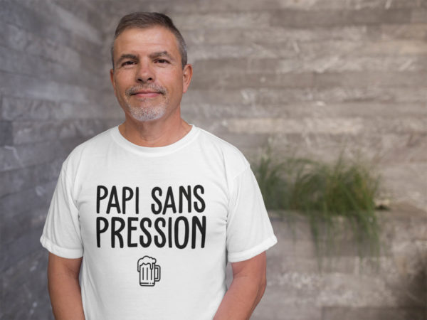 Image de t-shirt blanc pour homme "Papi sans pression" - MCL Sérigraphie