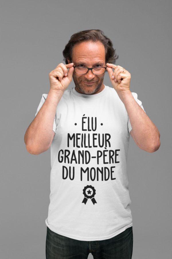 Image de t-shirt blanc pour homme "Elu meilleur grand-père du monde" - MCL Sérigraphie