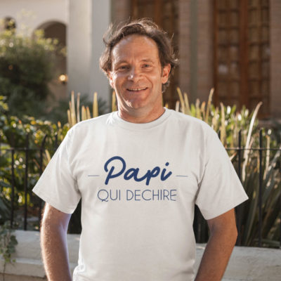 Image de t-shirt blanc pour homme "Papi qui déchire" - MCL Sérigraphie