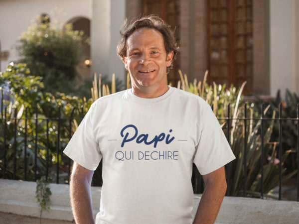 Image de t-shirt blanc pour homme "Papi qui déchire" - MCL Sérigraphie