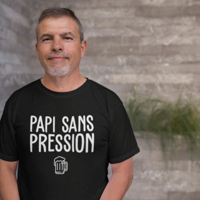 Image de t-shirt noir pour homme "Papi sans pression" - MCL Sérigraphie