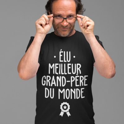 Image de t-shirt noir pour homme "Elu meilleur grand-père du monde" - MCL Sérigraphie