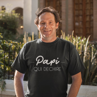 Image de t-shirt noir pour homme "Papi qui déchire" - MCL Sérigraphie