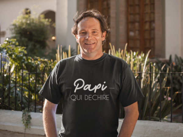 Image de t-shirt noir pour homme "Papi qui déchire" - MCL Sérigraphie