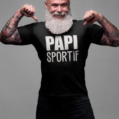 Image de t-shirt noir pour homme "Papi sportif" - MCL Sérigraphie