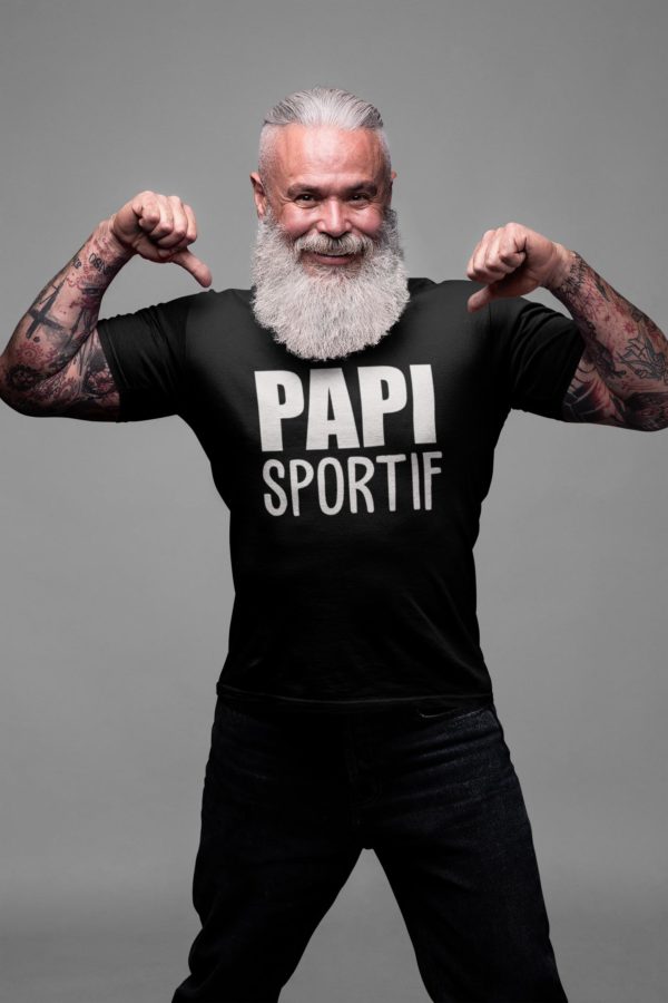 Image de t-shirt noir pour homme "Papi sportif" - MCL Sérigraphie