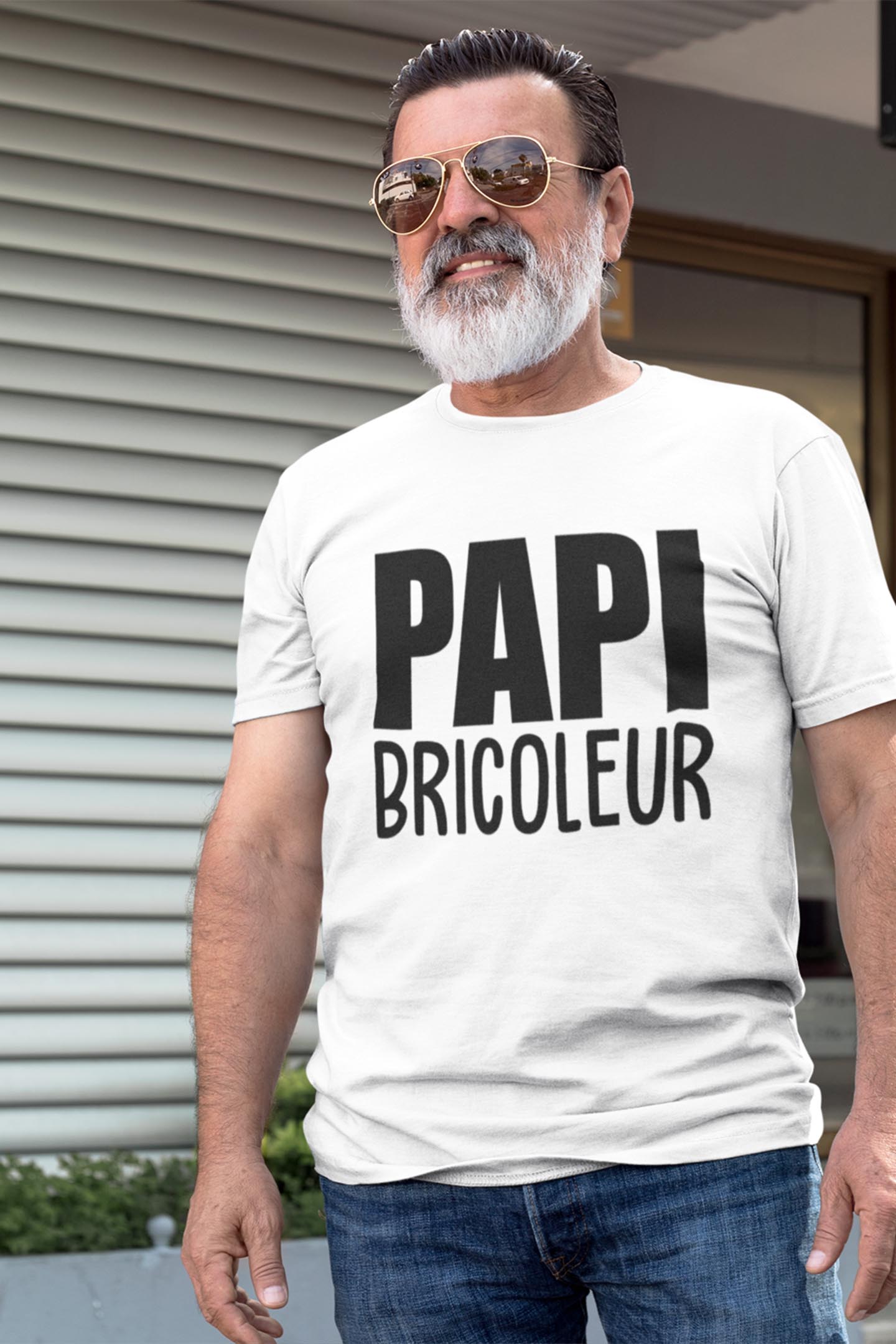 T-shirt noir pour homme "Papi bricoleur" - MCL Sérigraphie Image de t-shirt blanc pour homme "Papi bricoleur" - MCL Sérigraphie