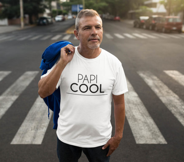 Image de t-shirt blanc pour homme "Papi cool" - MCL Sérigraphie