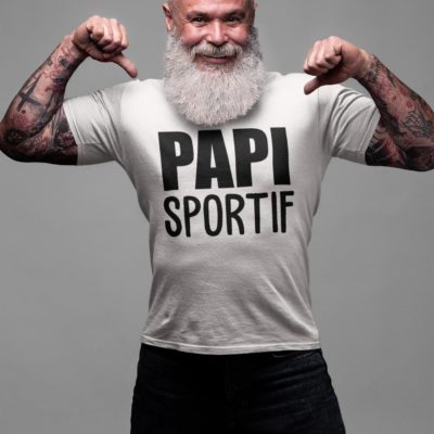 Image de t-shirt blanc pour homme "Papi sportif" - MCL Sérigraphie