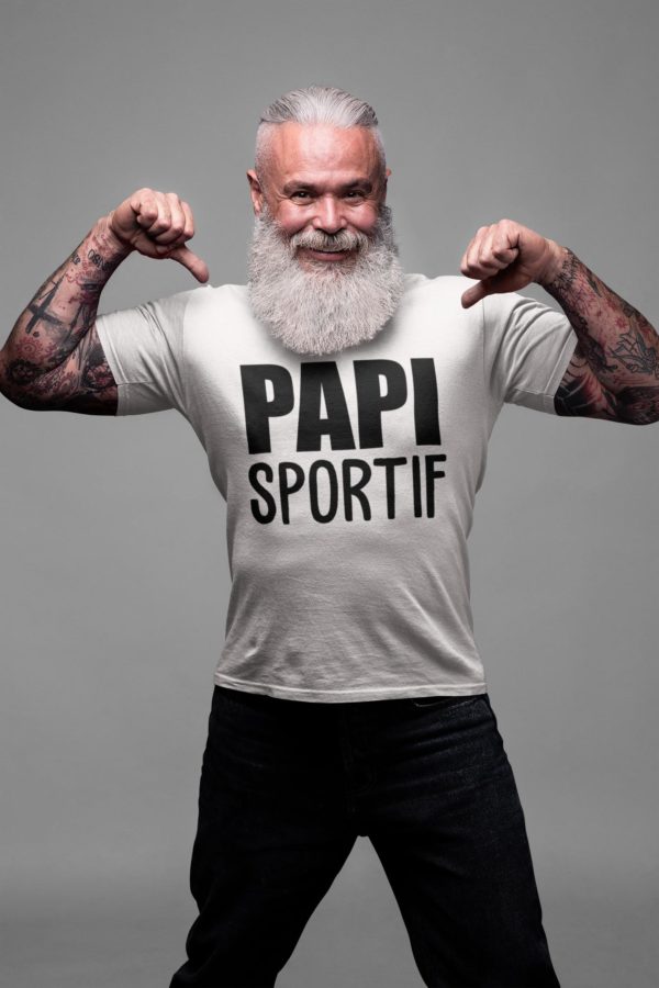 Image de t-shirt blanc pour homme "Papi sportif" - MCL Sérigraphie