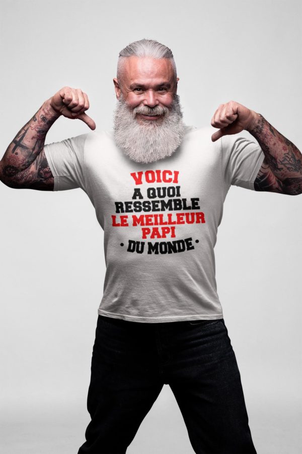 Image de t-shirt blanc pour homme "Voici a quoi ressemble le meilleur papi du monde" - MCL Sérigraphie