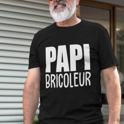 Image de t-shirt noir pour homme "Papi bricoleur" - MCL Sérigraphie