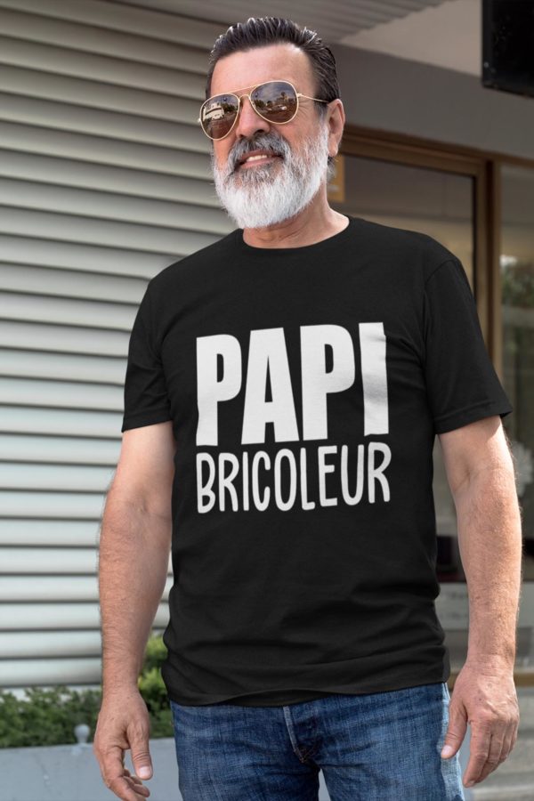 Image de t-shirt noir pour homme "Papi bricoleur" - MCL Sérigraphie