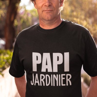 Image de t-shirt noir pour homme "Papi jardinier" - MCL Sérigraphie