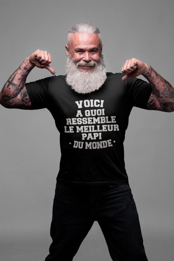 Image de t-shirt noir pour homme "Voici a quoi ressemble le meilleur papi du monde" - MCL Sérigraphie