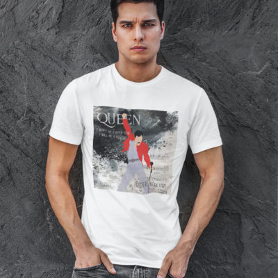 Image de t-shirt blanc pour homme "Freddie Mercury" - MCL Sérigraphie