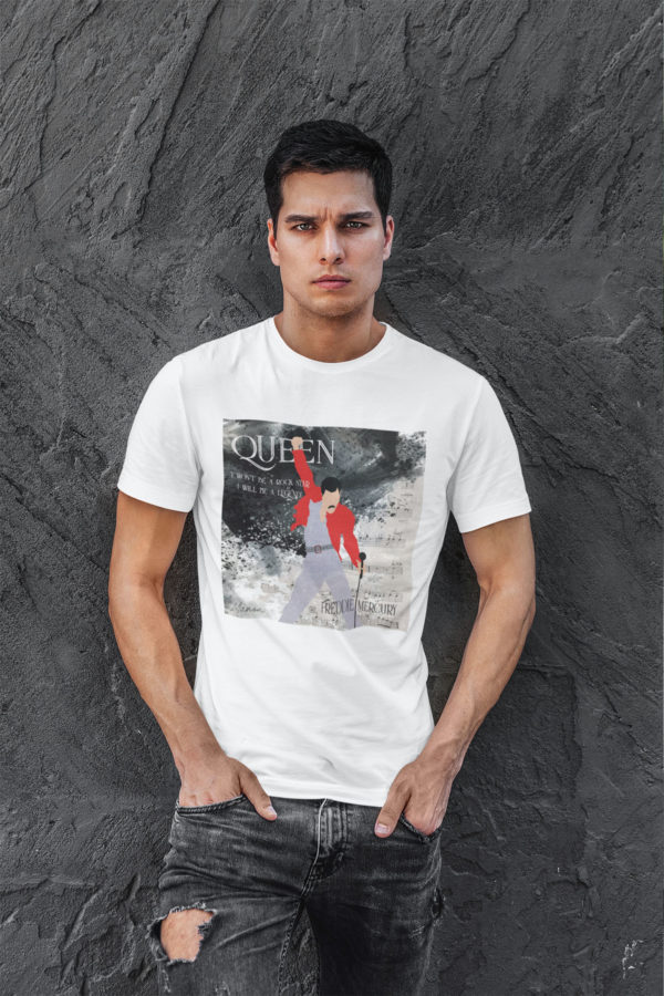 Image de t-shirt blanc pour homme "Freddie Mercury" - MCL Sérigraphie