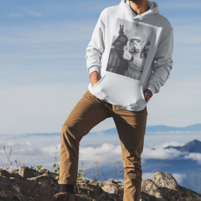 Image de sweat à capuche blanc pour homme "Selfie à Paris - Star Wars" - MCL Sérigraphie