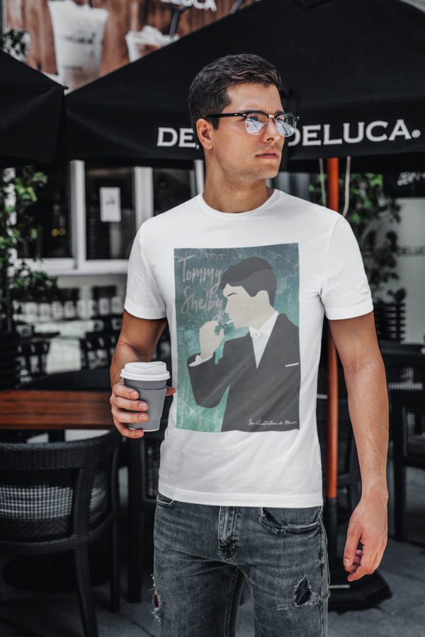 Image de t-shirt blanc pour homme "Peaky Blinders" - MCL Sérigraphie