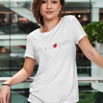 Image de t-shirt blanc pour femme "Belle à croquer"- MCL Sérigraphie