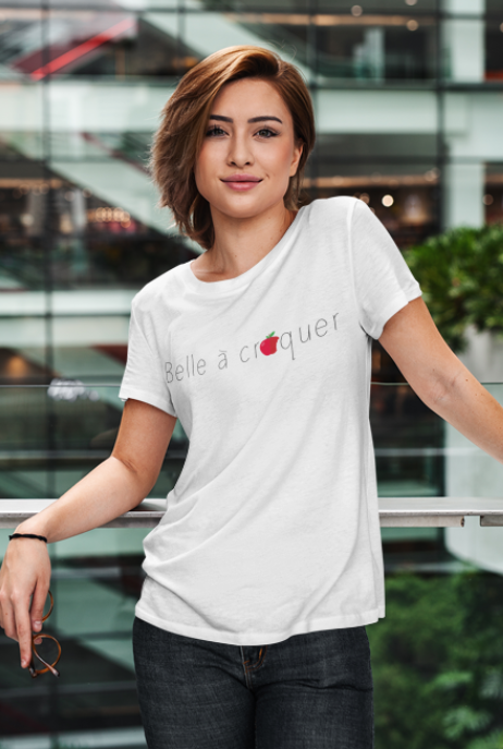 Image de t-shirt blanc pour femme "Belle à croquer"- MCL Sérigraphie