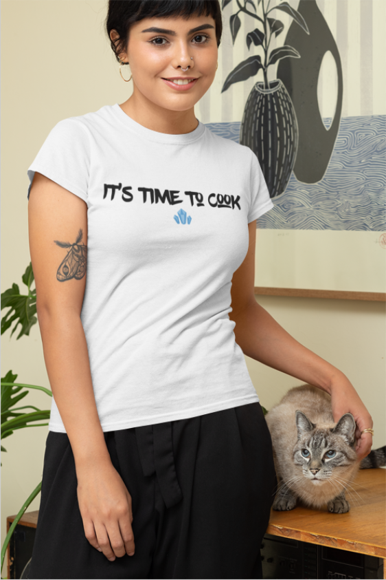 Image de t-shirt blanc pour femme "It's time to cook - Breaking Bad"- MCL Sérigraphie