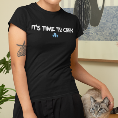 Image de t-shirt noir pour femme "It's time to cook - Breaking Bad"- MCL Sérigraphie