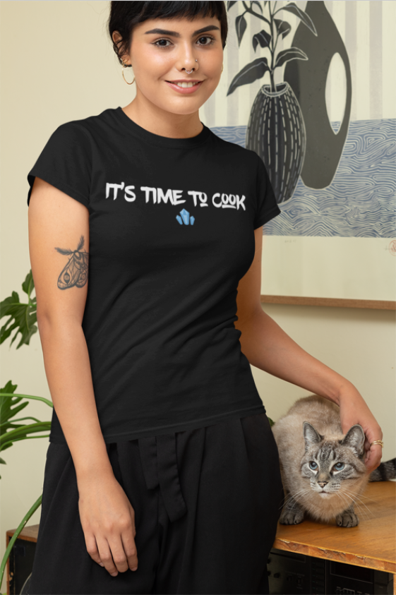Image de t-shirt noir pour femme "It's time to cook - Breaking Bad"- MCL Sérigraphie