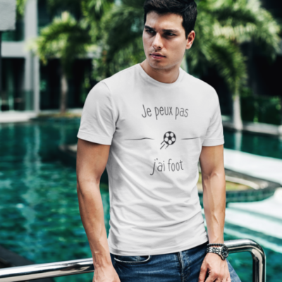 Image de t-shirt blanc pour homme "Je peux pas j'ai foot" - MCL Sérigraphie