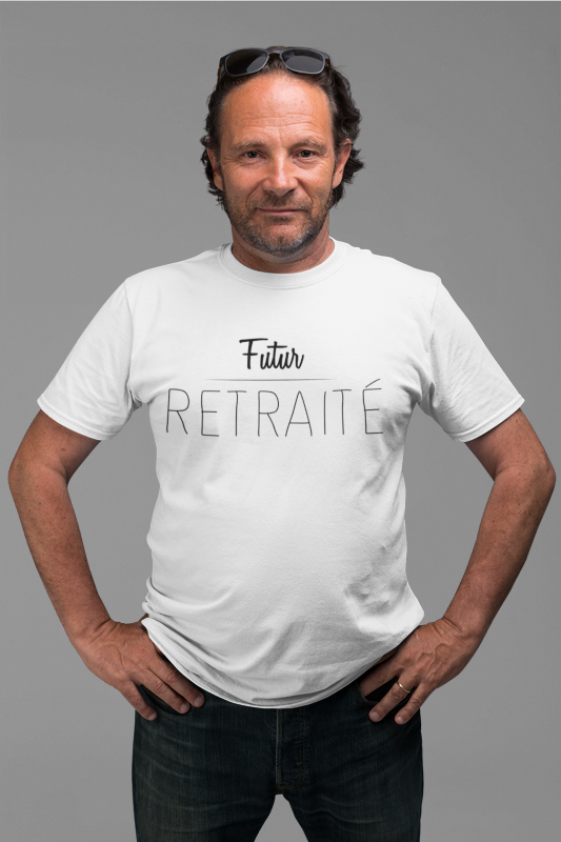 Image de t-shirt blanc pour homme "futur retraité" - MCL Sérigraphie