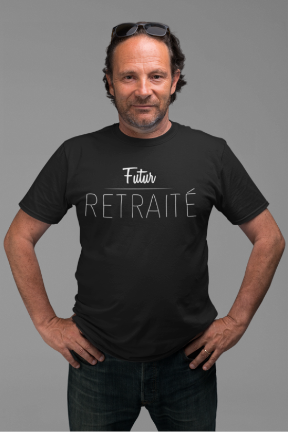 Image de t-shirt noir pour homme "futur retraité" - MCL Sérigraphie